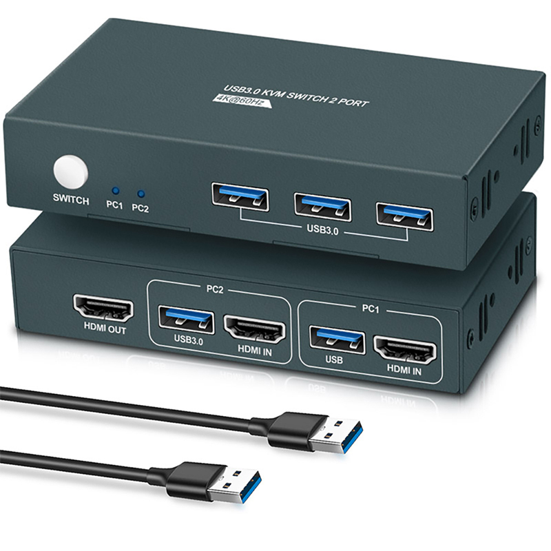 <strong>4K HDMI KVM Switch 2 in 1 out 4K 60Hz HDMI USB KVM Switcher 2x1 for 2 PC Share Monitor Mouse Keyboar</strong>