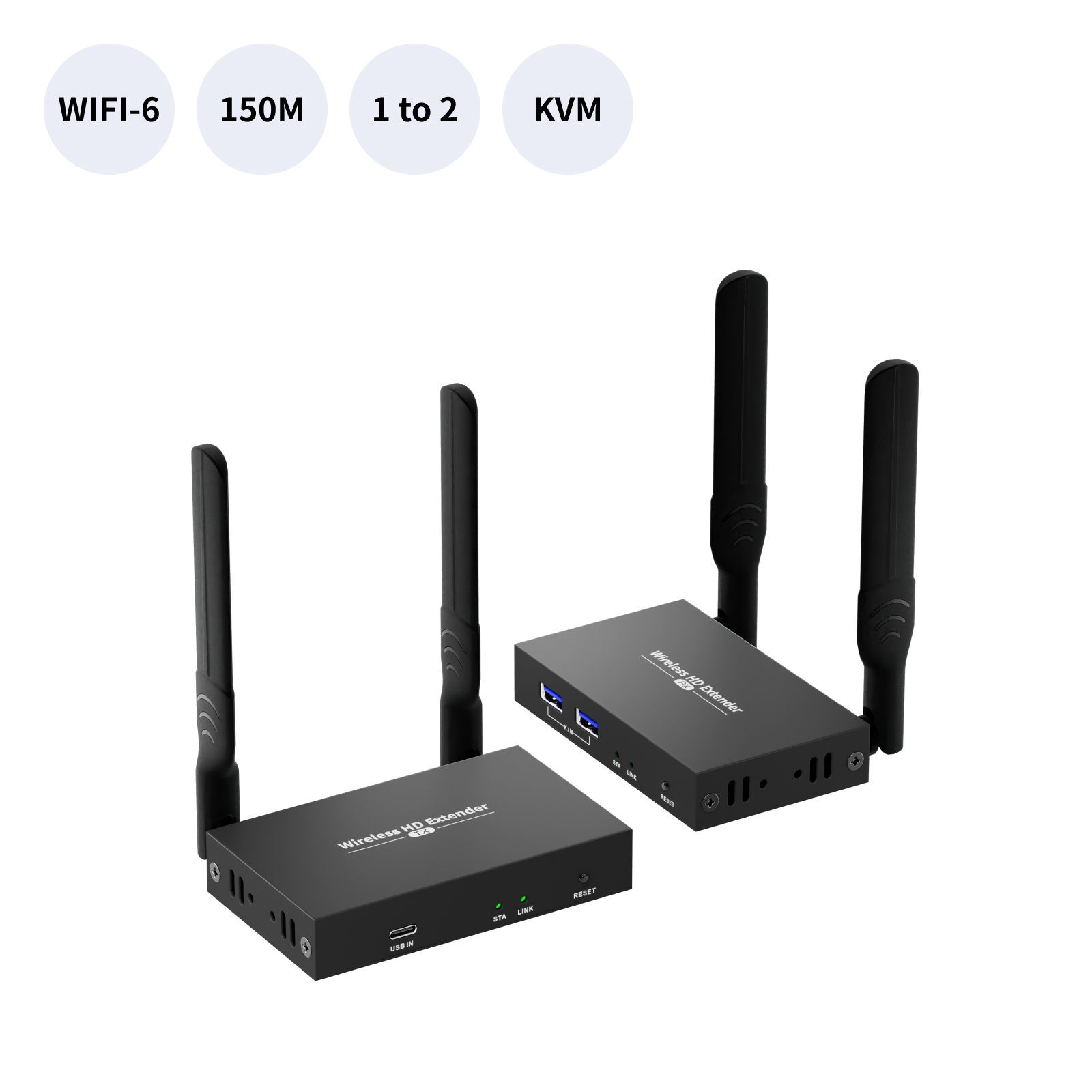 Wireless HDMI KVM Extender 200M 5G, Over Ethernet IP Address HDMI to HDMI Wireless Video Transmitter