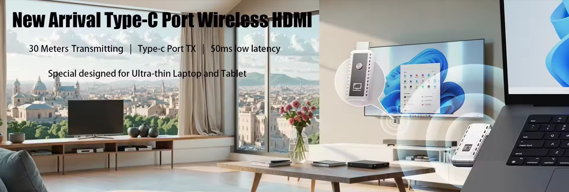 Type C Port Wireless HDMI Extender 30 Meters